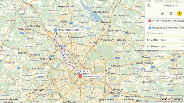 kako napraviti putanju kroz mape Yandex automobilom