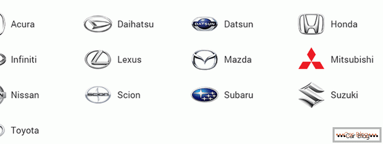 gdje pronaći sve marke japanskih automobila i njihove ikone sa imenima i fotografijama